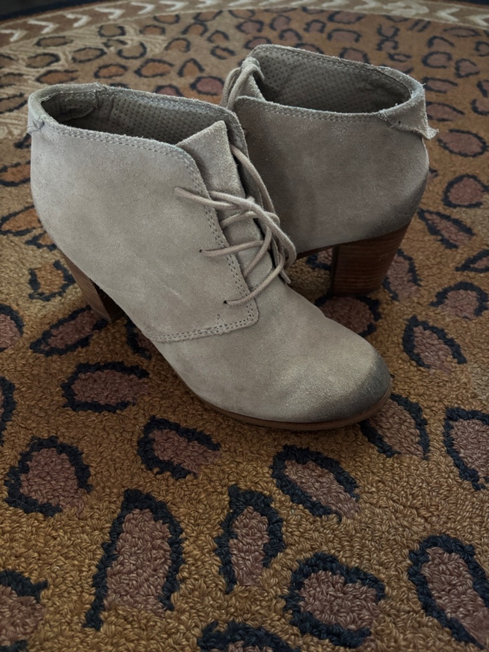Toms Taupe Suede Lace-Up Ankle Booties